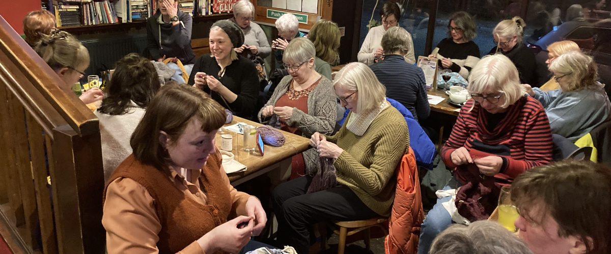 Northen Yarn knitting and crochet group meeting at the Gregson Centre cafe Bar
