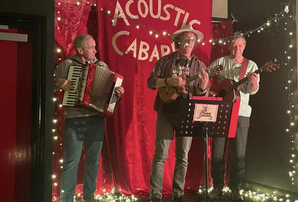 People performing on stage - Acoustic Cabaret evening